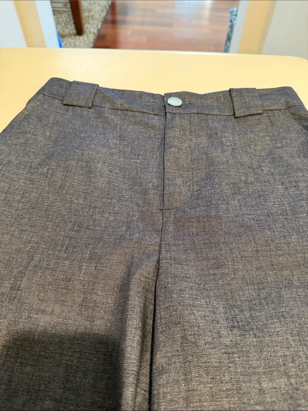 NWT Zara Wide-Leg Cropped Culottes Trouser with Linen Blue Autumn High Waist Med
